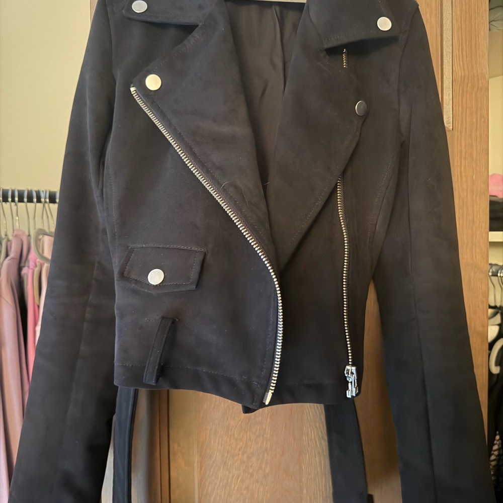 Aritzia Talula Black Suede Moto Jacket